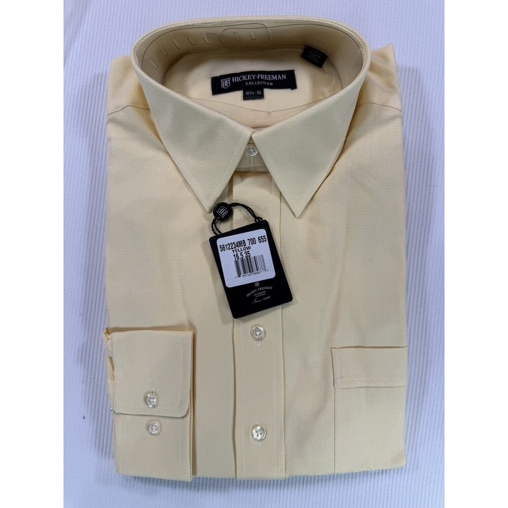 Hickey Freeman Dress Shirt Yellow Textured 16.5 35 NWT Canada